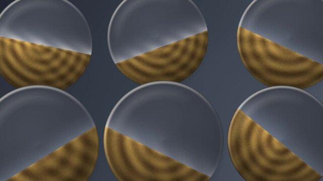 Rotating Glass Drums Granular Avalanche Bank Seamless Loop in rich ochre tones