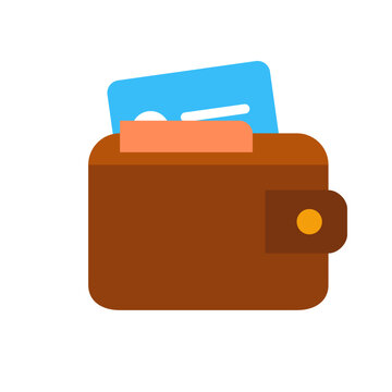 Flat Design Wallet with Credit Card Icon