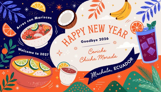 Ecuadorian New Year Celebration: Arroz con Mariscos, Ceviche & Chicha Morada in Machala