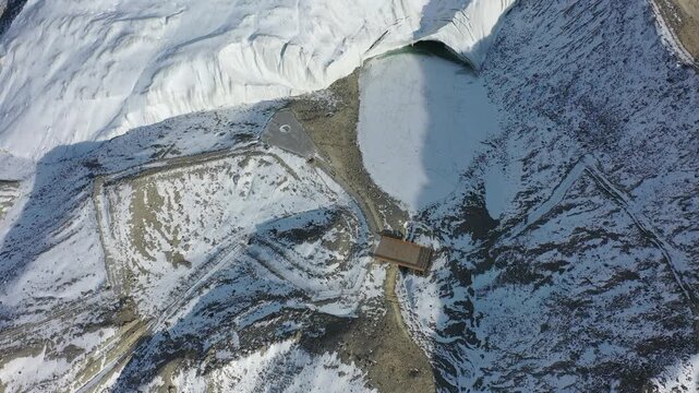 Aerial view of the majestic glacier in Muztagh Ata Glacier Park, Xinjiang, China