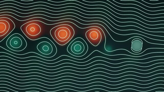 Karman Vortex Street Fluid Dynamics Simulation, Alternating Vortices and Streamlines, Seamless Loop in vibrant teal tones