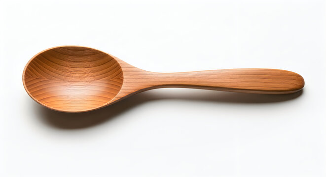 Handcrafted wooden measuring spoon on plain background