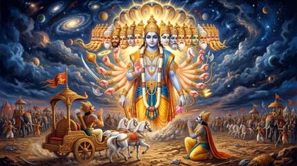 Fototapeta premium Vishwaroop darshan of lord krishna