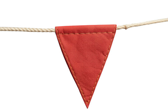 Single red triangular pennant flag on rope