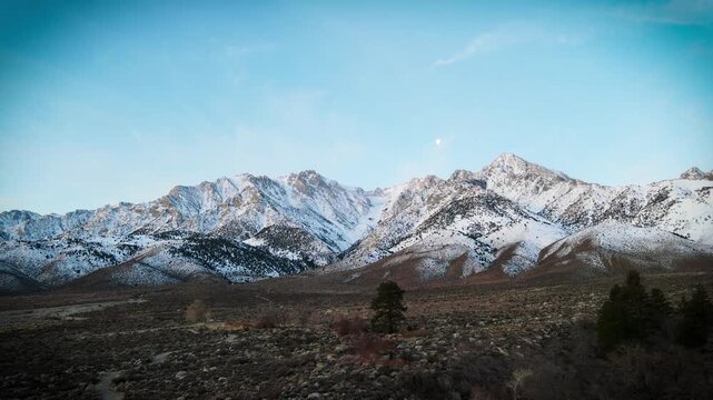 White tipped mountains in the moon