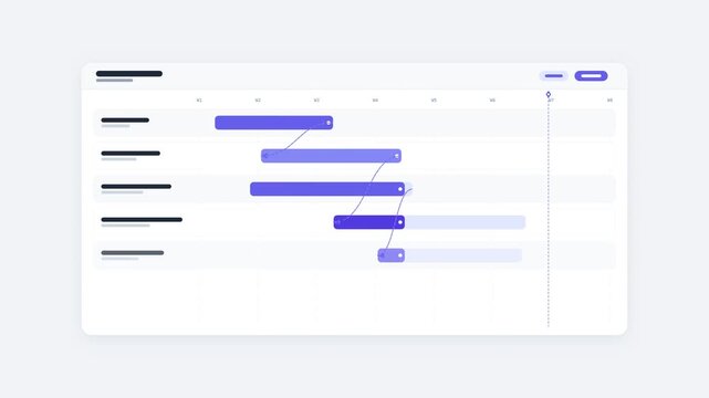 Wireframe gantt chart with task bars dependency arrows and today