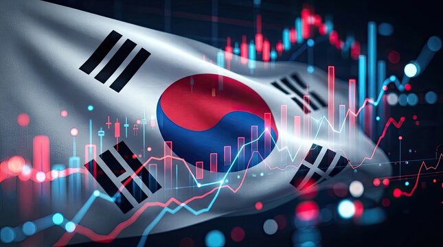 South Korea Financial Market and Economy Conceptual Concept with Stock Charts