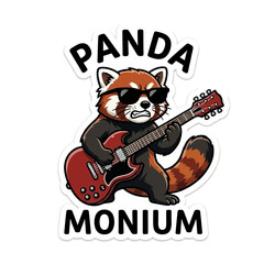 Fototapeta premium Cool Cartoon Red Panda Playing Electric Guitar Sticker.