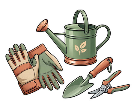 set of gardening tools