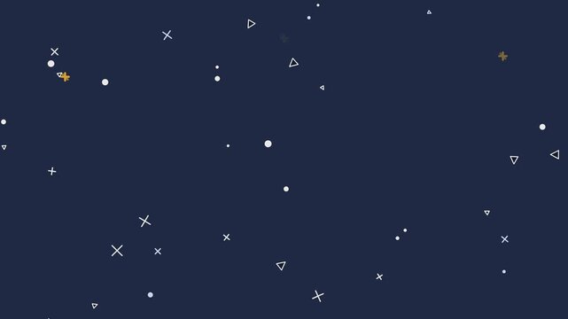 Snowflakes drifting in zigzag paths across a frosty night
