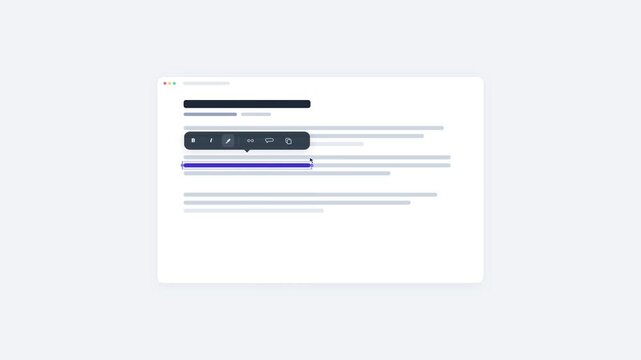 Wireframe text selection with floating context menu and copy paste