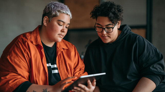 young people collaborating on tablet technology 