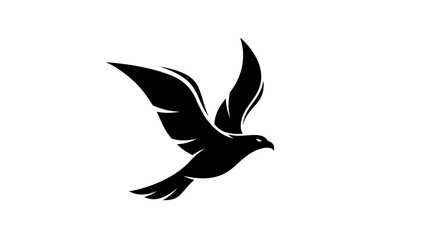 Fototapeta premium Elegant Minimalist Black Silhouette of a Flying Bird Icon Representing Freedom and Grace for Creative Graphic Design Projects