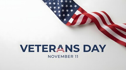 Fototapeta premium Minimal Veterans Day American Flag Typography.