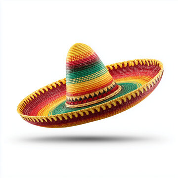 Colorful Mexican sombrero hat isolated on white background