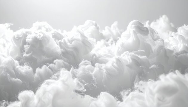 soft white synthetic polyester stuffing fluff, lightweight fiber texture, cloud-like appearance, clean studio background