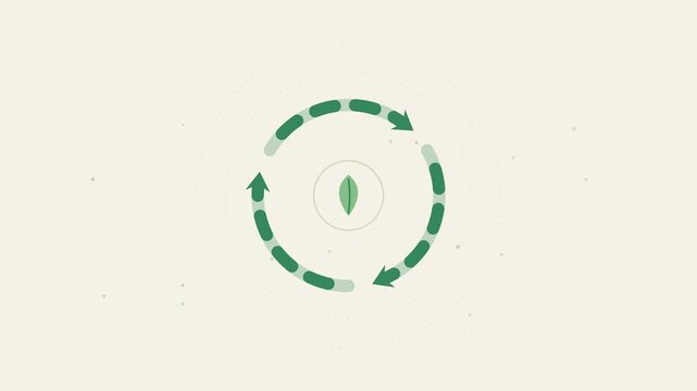 Recycle arrows rotating around a breathing leaf core