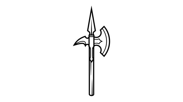 Halberd weapon, medieval polearm, isolated illustration