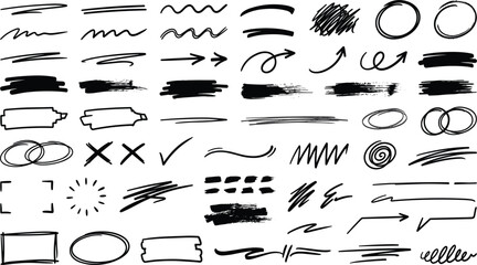 Hand Drawn Underline Scribble and Brush Stroke Vector Set © shahida