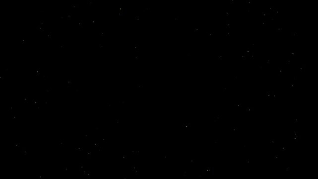 A single abstract object is depicted against a black background with white speckles, creating a cosmic or starry effect