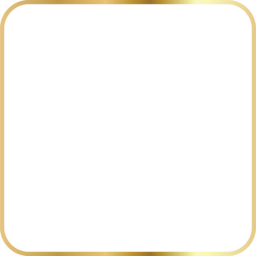 gradient gold rounded square frame icon. shiny metallic border and image placeholder graphic element.