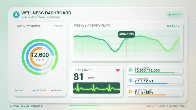 Wellness Dashboard Health Tracking Digital Interface