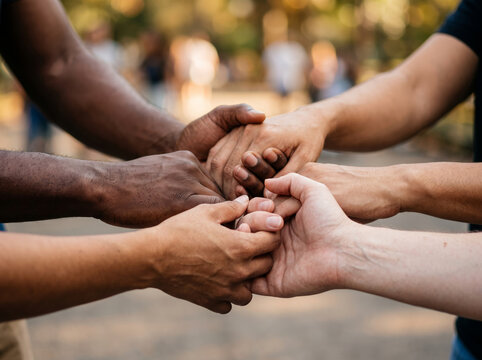 Diverse Multiethnic People Hands Stacked Together In Teamwork Community Unity