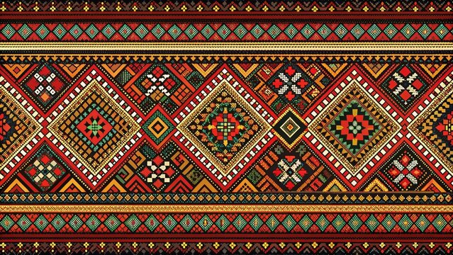 Seamless ethnic tribe border pattern decoration set