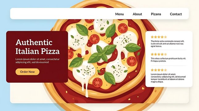 Italian pizza restaurant website landing page design template.