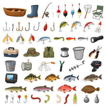 Fishing Gear, Tackle & Fish Elements Collection