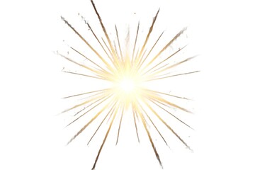 Fototapeta premium Golden firework burst with radiating light rays captured in high resolution style on transparent background