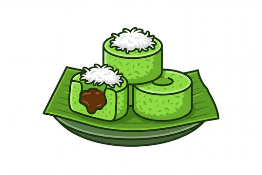 Indonesian Kue Putu with Palm Sugar and Grated Coconut &ndash; Traditional Steamed Rice Cake