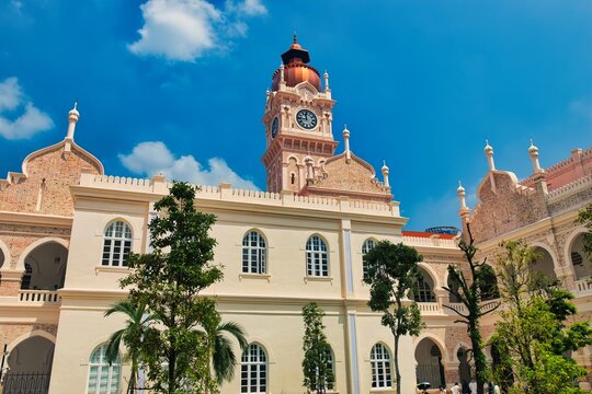 KUALA LUMPUR, MALAYSIA - AUGUST 22, 2026: The iconic Sultan Abdul Samad Building, one of Kuala Lumpur's most recognisable heritage sites facing Dataran Merdeka. On a hot sunny day during wet season.