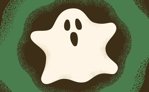 ハロウィンの夜のベクターの手書き風驚くおばけイラスト_ハロウィーンのフラットでホラーなカード、ポスターバックグラウンドなどに最適