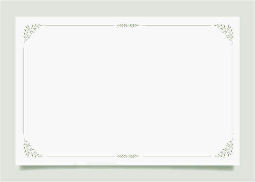 Elegant Letter Paper with Minimal Green Leaf Border on White Background
