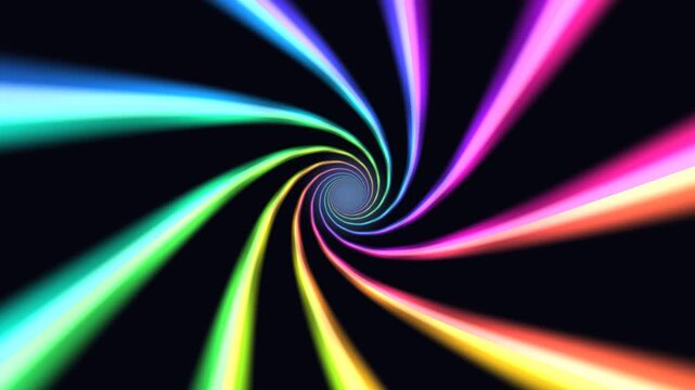 Abstract neon space tunnel background featuring vibrant colors and dynamic patterns. Ideal for sci fi themes, digital art, and futuristic visuals