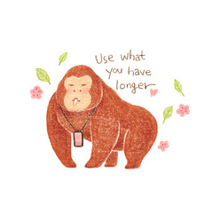 Obraz premium Cute Orangutan Illustration with Eco-Friendly Slogan 