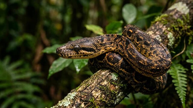 jamaican boa close up at morning light in jamaica tropical forest video
