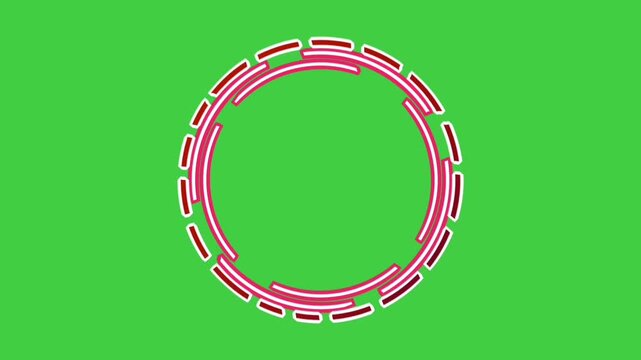 Circle red double border animation rotating slow on green screen motion graphics for video element