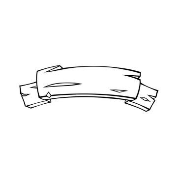 rustic wooden stone style blank ribbon banner line art illustration design element vector isolated on transparent background concept