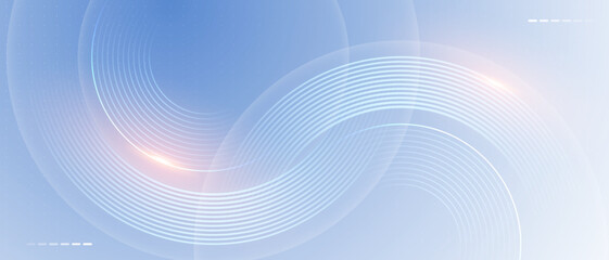 Abstract blue background with rounded geometric line shapes.