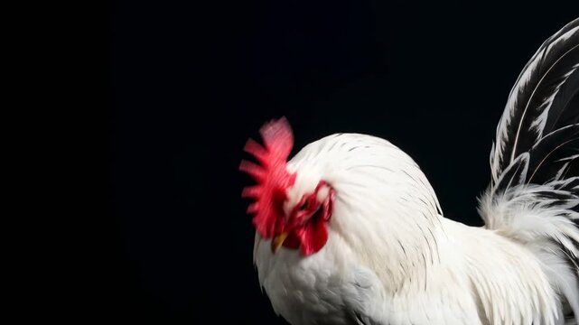 japanese bantam chicken close up isolated on black background studio portrait in japan video