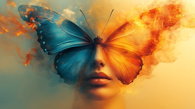 Woman face butterfly abstract art