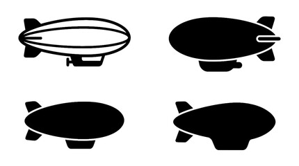 Airship and Zeppelin Icons - Black Silhouette Vector Set © nailong