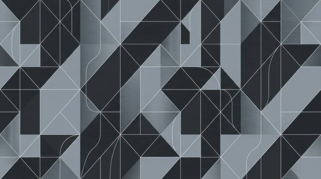 Abstract geometric dark grey seamless pattern background with sharp polygon shapes and subtle thin line details for modern digital art graphic design