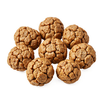 Dough balls snacks arranged in a group isolated on a transparent background for food design and packaging concepts
