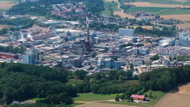 Lenzing plastics manufacturing plant aerial view