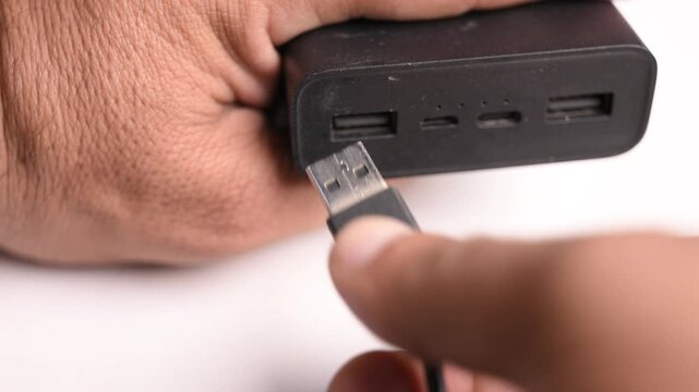 Connecting USB Type A Cable to Power Bank