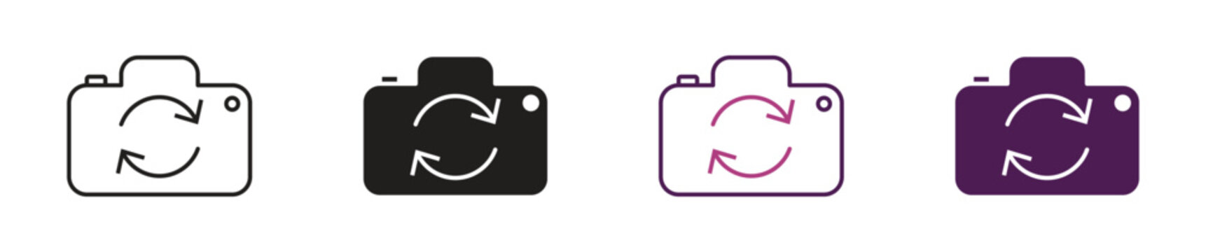 Rotate camera icon set, swap between rear and front camera . Vector illustration.