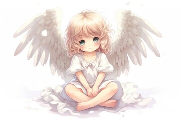 Fototapeta premium Child angel representation spirituality cross-legged.